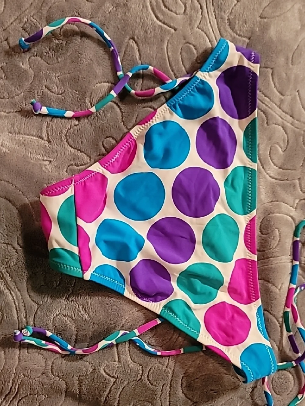 Vintage 2010 Aeropostale Polkadot Triangle Bikini With Reversable Patterned Top - Picture 3 of 11
